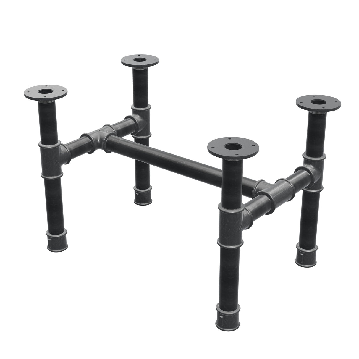 Couchtisch-Gestell, H-Form, Gusseisen und Stahl Ø 42 mm, 66 × 45 cm, Höhe 44 cm