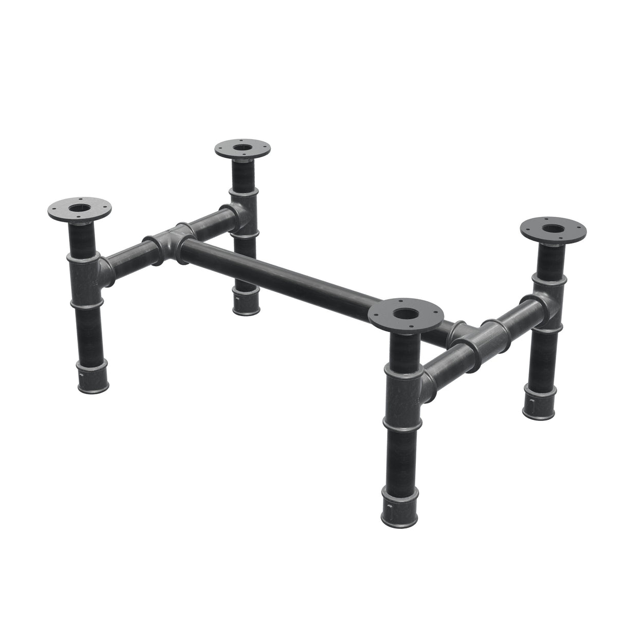 Couchtisch-Gestell, H-Form, Gusseisen und Stahl Ø 42 mm, 76 × 51 cm, Höhe 34 cm