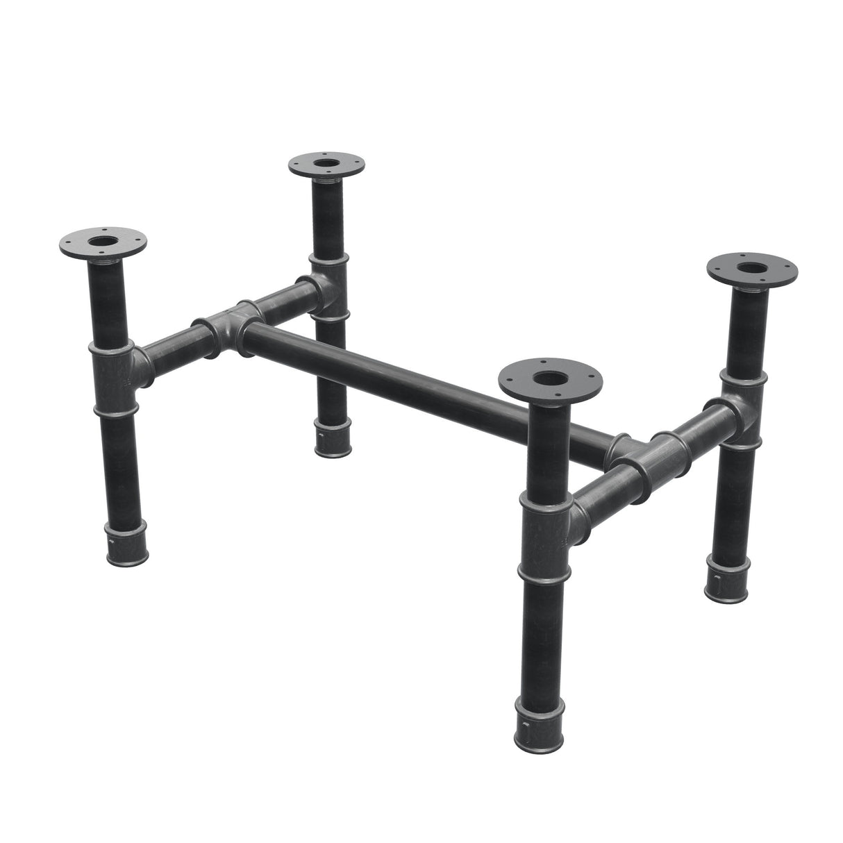 Couchtisch-Gestell, H-Form, Gusseisen und Stahl Ø 42 mm, 76 × 51 cm, Höhe 44 cm