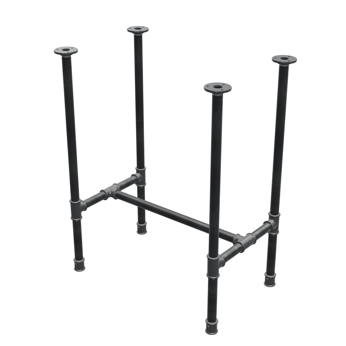 Esstisch-Gestell, H-Form, Gusseisen und Stahl Ø 27 mm, 61 × 39 cm, Höhe 74 cm