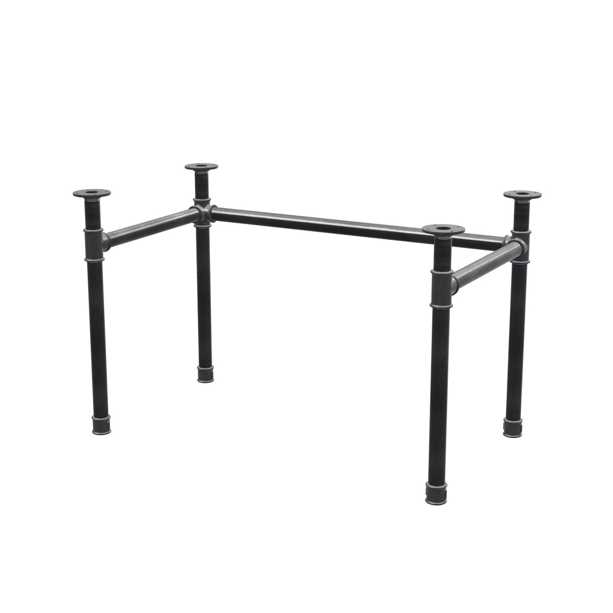 Schreibtisch-Gestell, U-Form, Gusseisen und Stahl Ø 42 mm, 116 × 66 cm, Höhe 70 cm