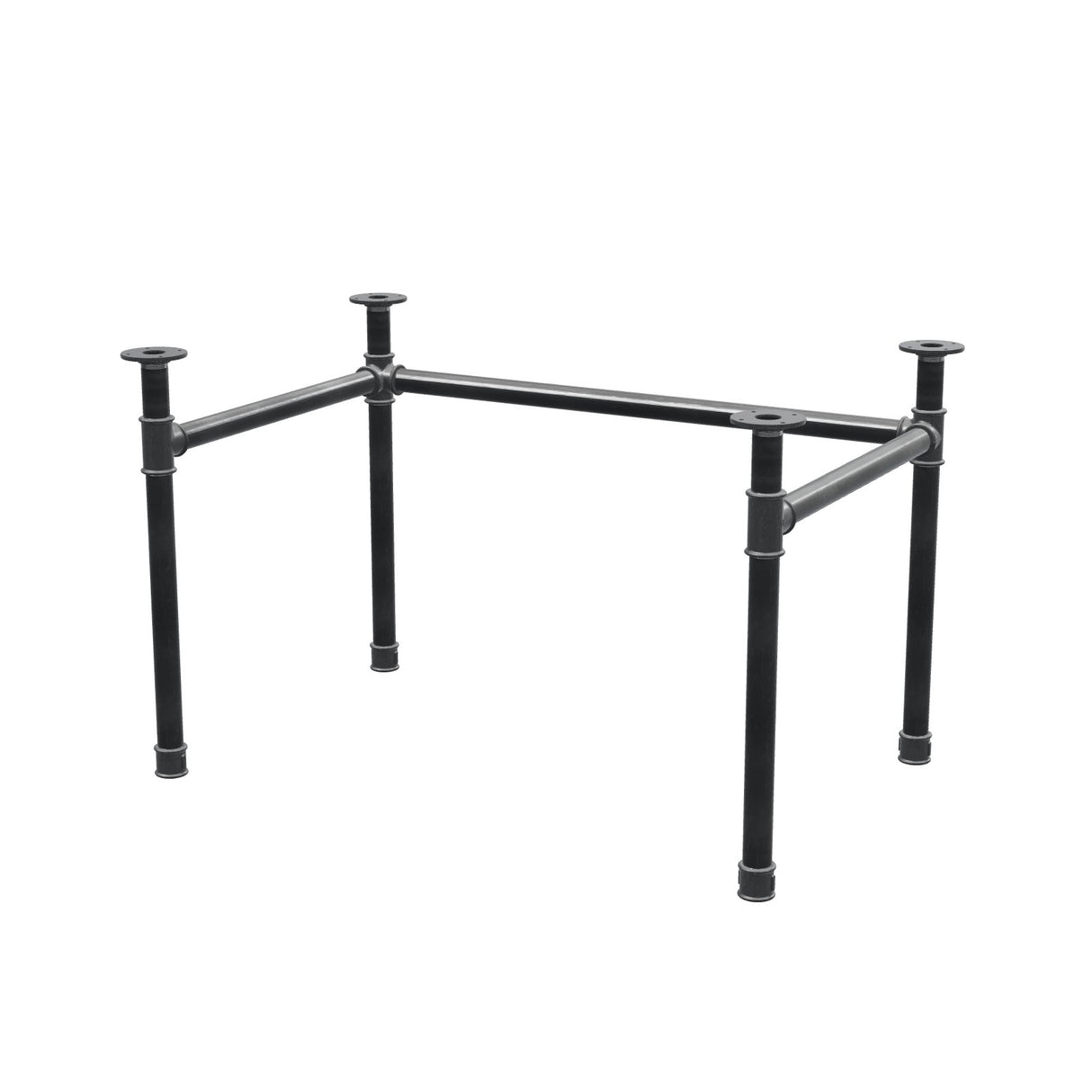 Schreibtisch-Gestell, U-Form, Gusseisen und Stahl Ø 42 mm, 116 × 76 cm, Höhe 70 cm