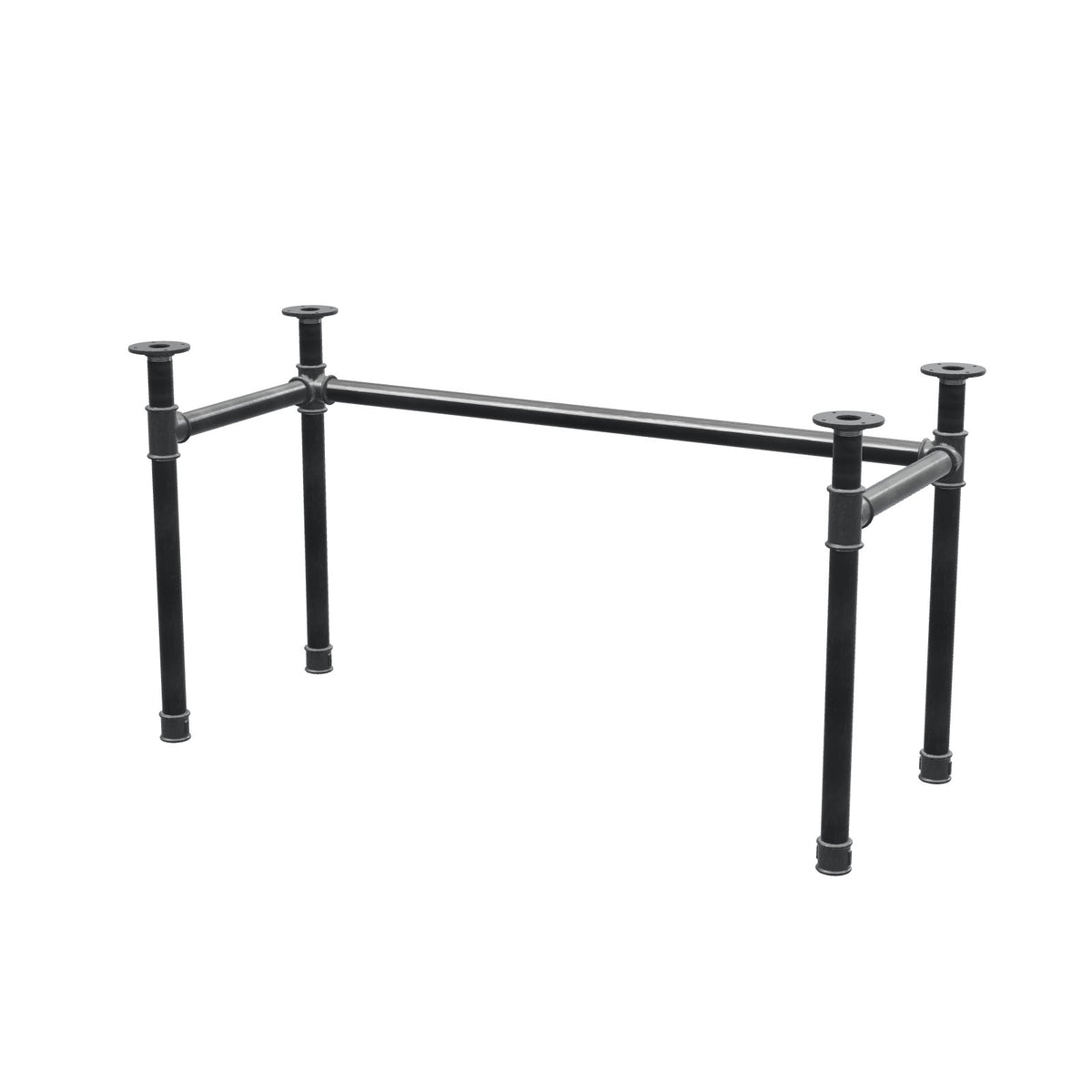 Schreibtisch-Gestell, U-Form, Gusseisen und Stahl Ø 42 mm, 136 × 56 cm, Höhe 70 cm