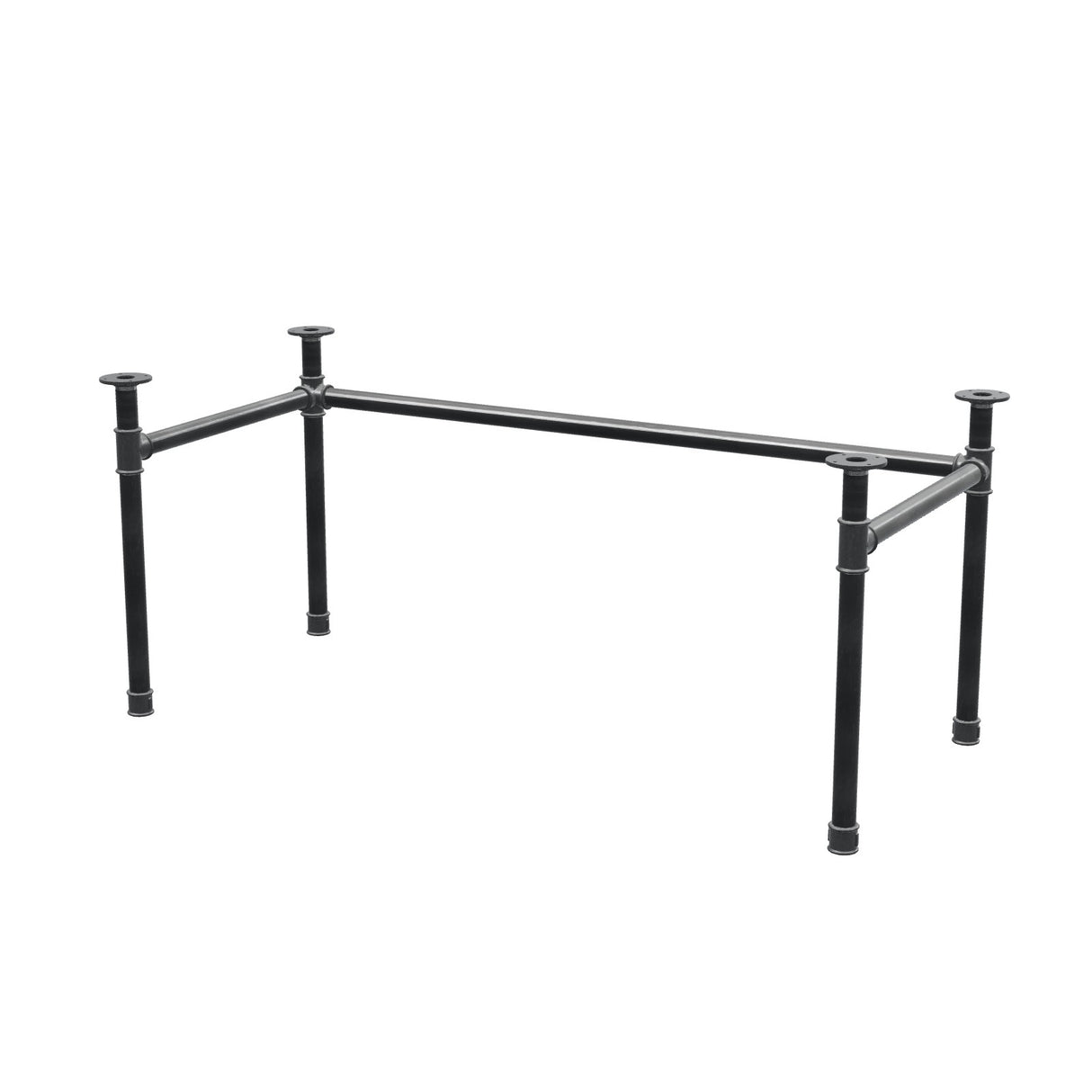 Schreibtisch-Gestell, U-Form, Gusseisen und Stahl Ø 42 mm, 166 × 76 cm, Höhe 70 cm