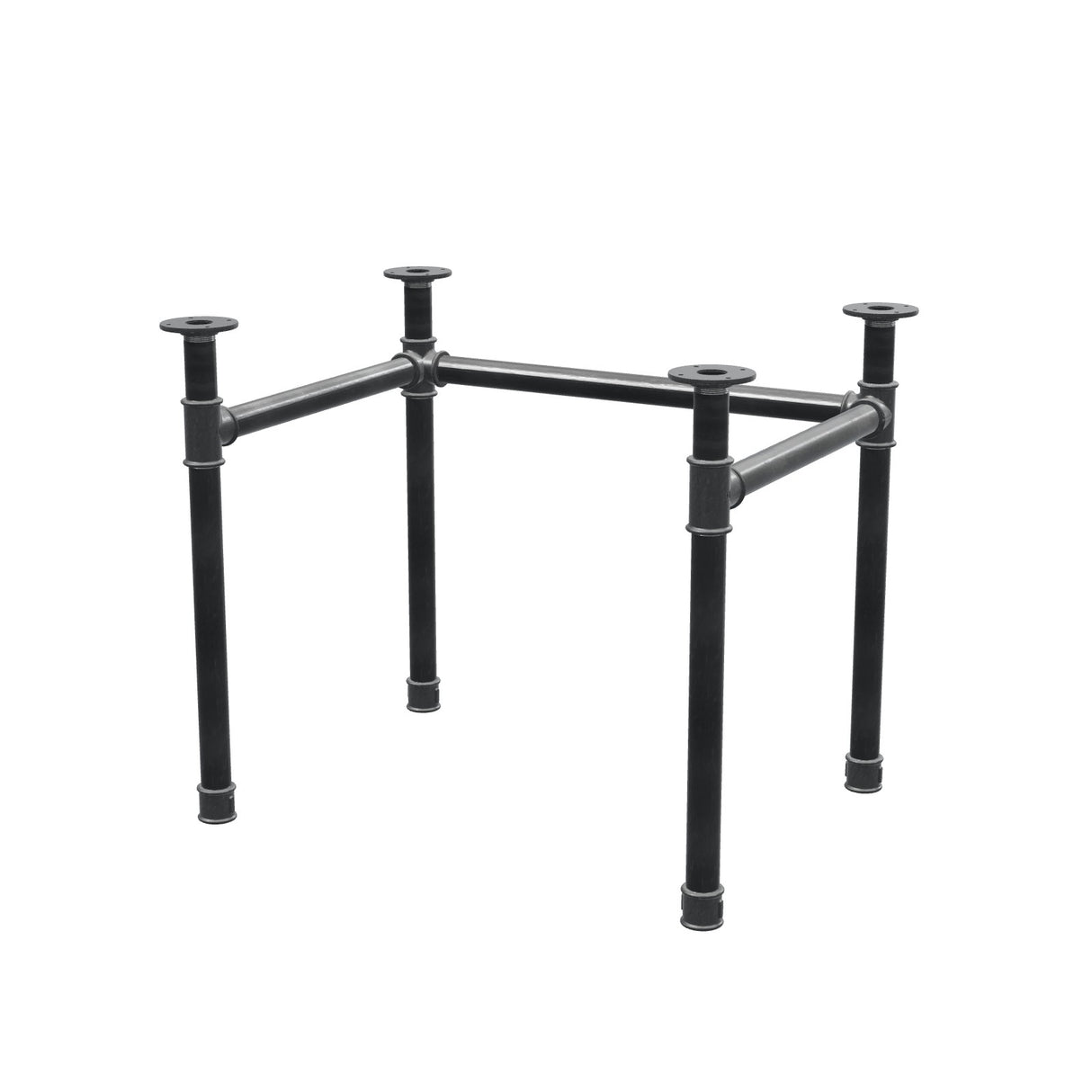 Schreibtisch-Gestell, U-Form, Gusseisen und Stahl Ø 42 mm, 86 × 66 cm, Höhe 70 cm