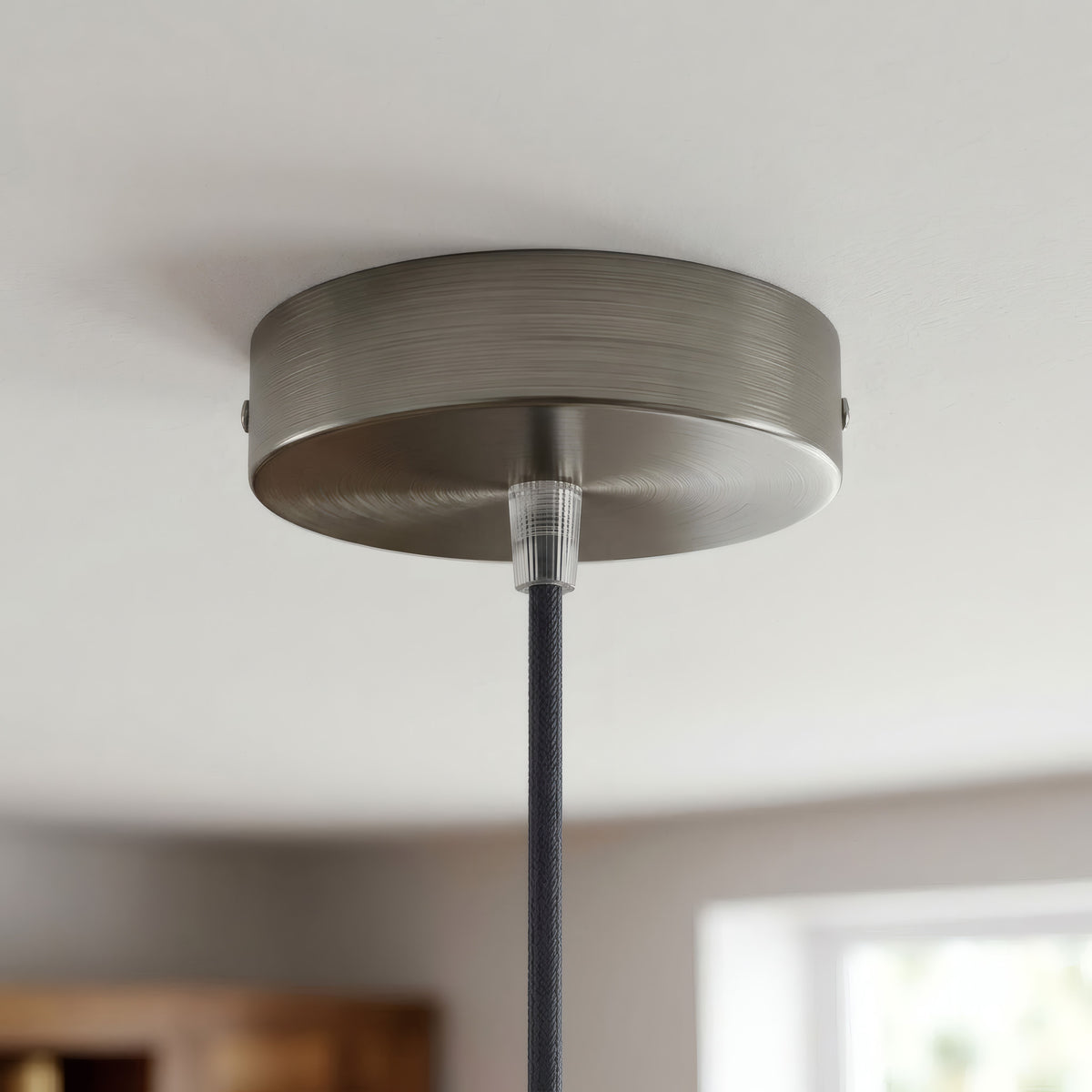 Zylindrischer Baldachin aus Metall, Ø 120 mm — Konisch, Thermoplast / Satiniertes Titan