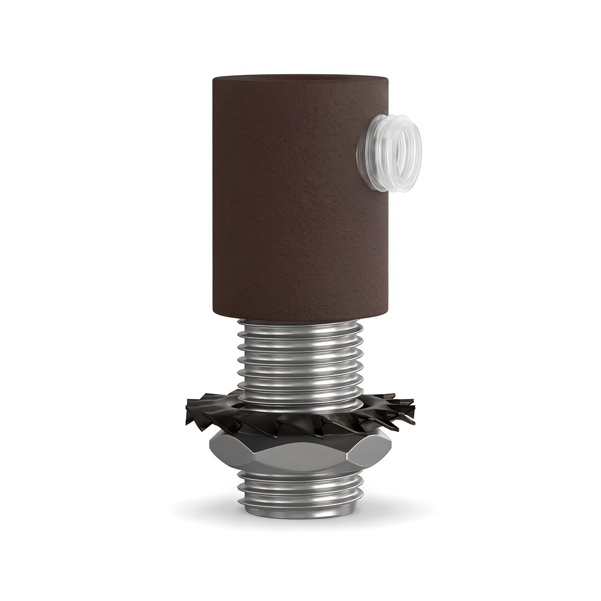Zylindrische Metall-Zugentlastung M10x1, Mutter und Scheibe — Rost