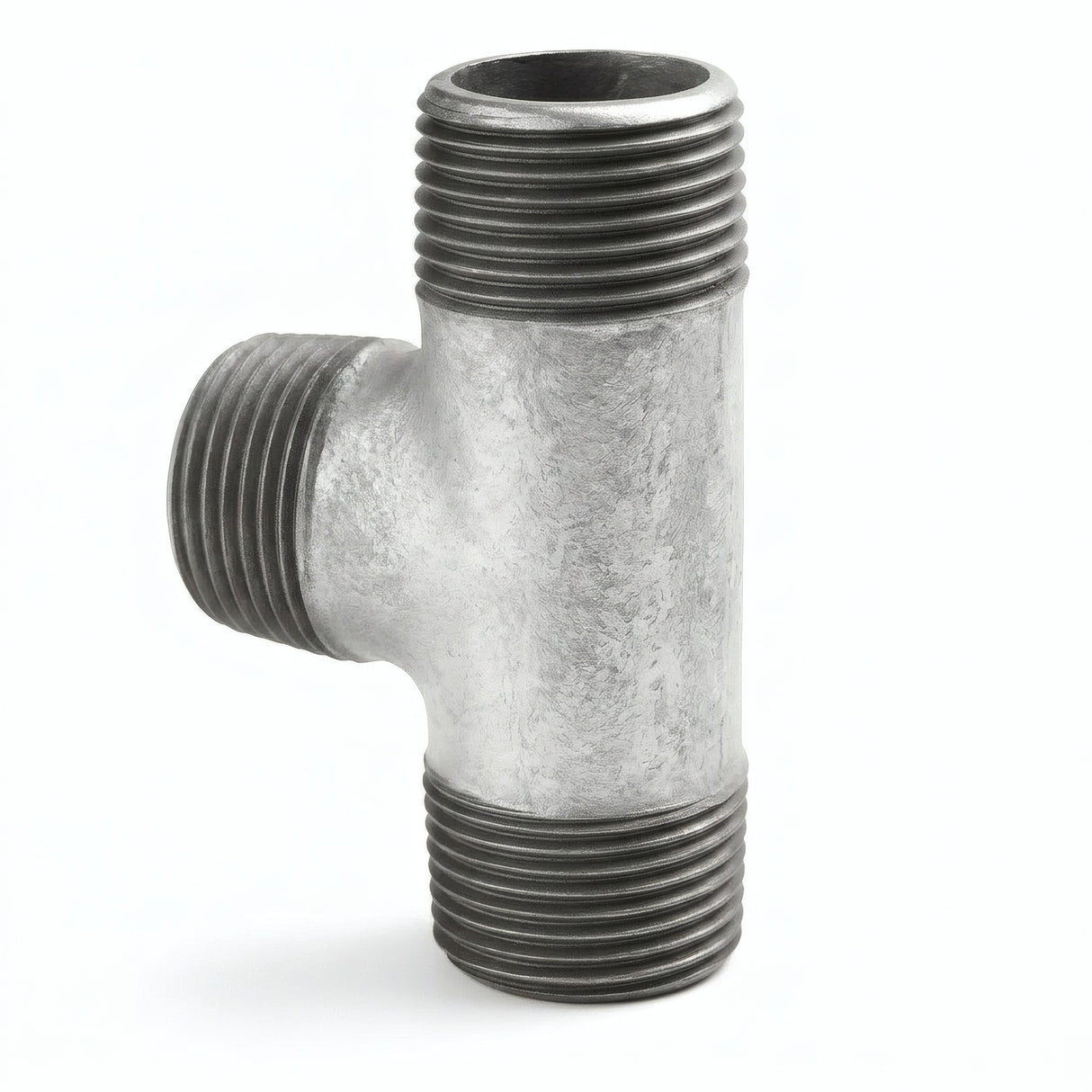 Té égal 90° M/M/M fonte galvanisée - photo produit fond blanc 1