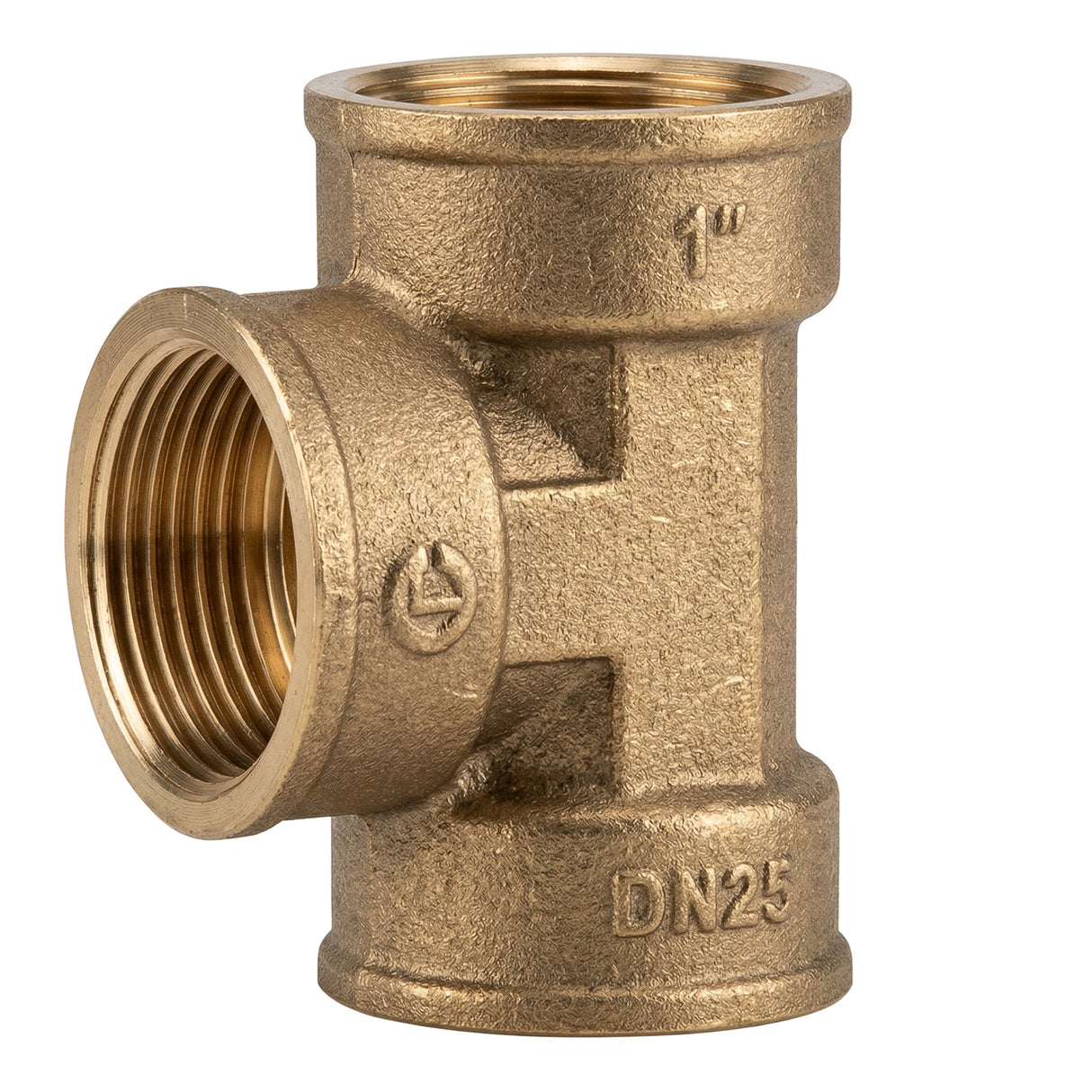 T-Stück gleiches Innengewinde-Innengewinde-Innengewinde aus Messing CW617N BSP – Vorderansicht