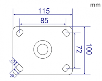Industrielle schwarze schwenkbare Metallrolle – 125 mm