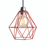 Käfig-Lampenschirm in Diamantform aus Metall für E27-Fassung — Rot