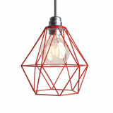 Käfig-Lampenschirm in Diamantform aus Metall für E27-Fassung — Rot