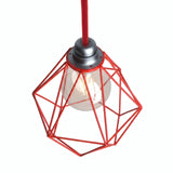 Käfig-Lampenschirm in Diamantform aus Metall für E27-Fassung — Rot