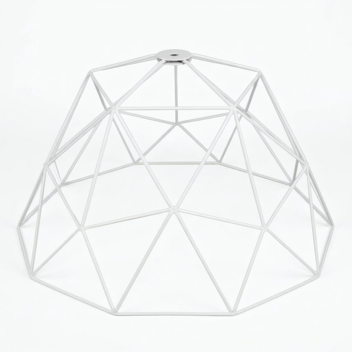 Kuppel-Käfig-Lampenschirm XL Metall Ø 35 cm mit E27-Fassung — Weiß