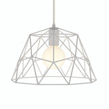 Kuppel-Käfig-Lampenschirm XL Metall Ø 35 cm mit E27-Fassung — Weiß