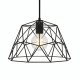 Kuppel-Käfig-Lampenschirm XL Metall Ø 35 cm mit E27-Fassung — Schwarz