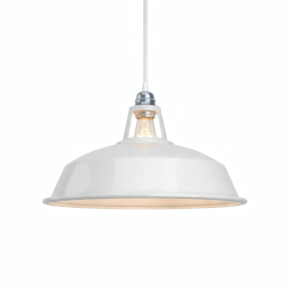 Emaillierter Glocken-Lampenschirm Ø 38 cm für E27-Fassung — Weiß