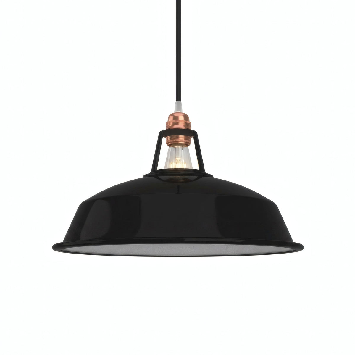 Emaillierter Glocken-Lampenschirm Ø 38 cm für E27-Fassung — Schwarz