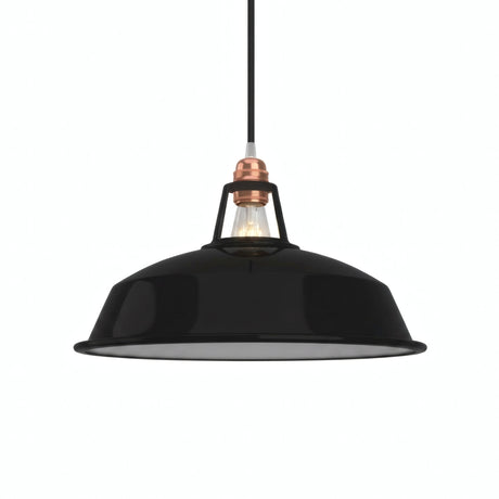 Emaillierter Glocken-Lampenschirm Ø 38 cm für E27-Fassung — Schwarz