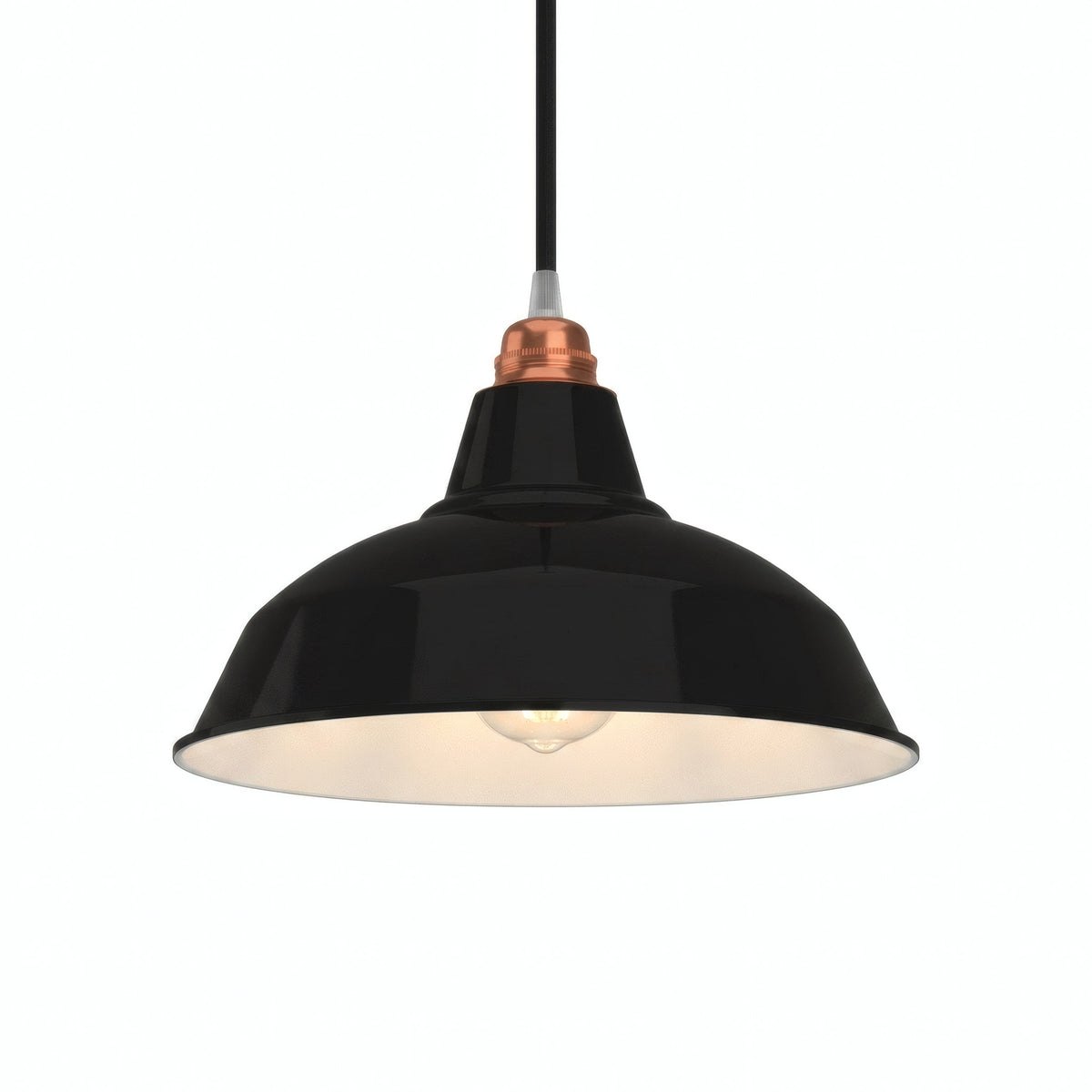 Konischer Lampenschirm aus Metall Ø 30 cm für E27-Fassung — Schwarz