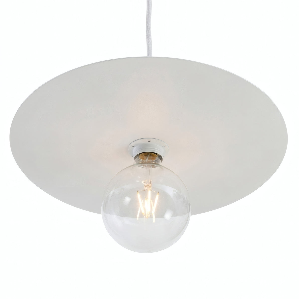 Scheiben-Lampenschirm aus Eisen Ø 40 cm für E27-Fassung — Weiß