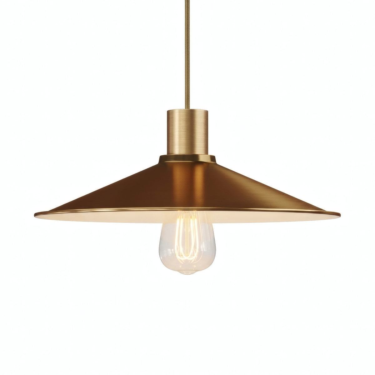 Flacher emaillierter Lampenschirm Ø 30 cm für E27-Fassung — Weiß und satinierte Bronze