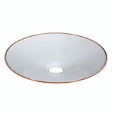 Flacher emaillierter Lampenschirm Ø 30 cm für E27-Fassung — Weiß und Kupfer