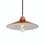 Flacher emaillierter Lampenschirm Ø 30 cm für E27-Fassung — Weiß und Kupfer