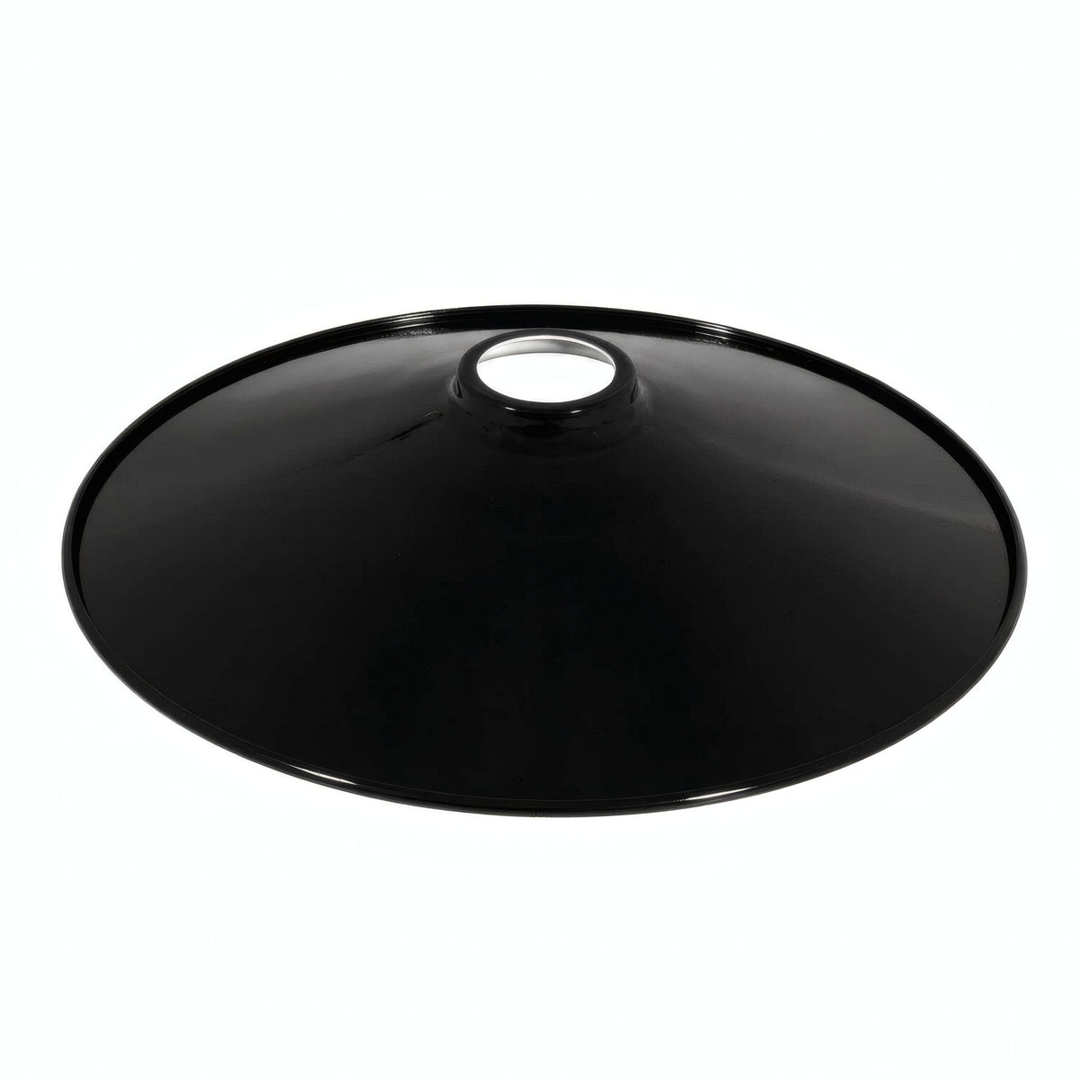 Flacher emaillierter Lampenschirm Ø 30 cm für E27-Fassung — Weiß und Schwarz