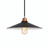 Flacher emaillierter Lampenschirm Ø 30 cm für E27-Fassung — Weiß und Schwarz