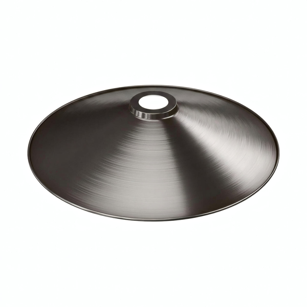 Flacher emaillierter Lampenschirm Ø 30 cm für E27-Fassung — Weiß und satiniertes Titan