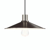 Flacher emaillierter Lampenschirm Ø 30 cm für E27-Fassung — Weiß und satiniertes Titan