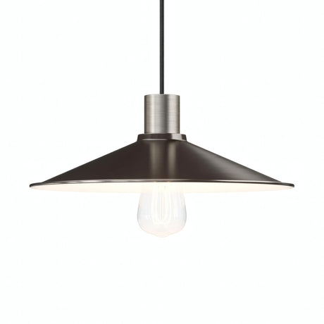 Flacher emaillierter Lampenschirm Ø 30 cm für E27-Fassung — Weiß und satiniertes Titan