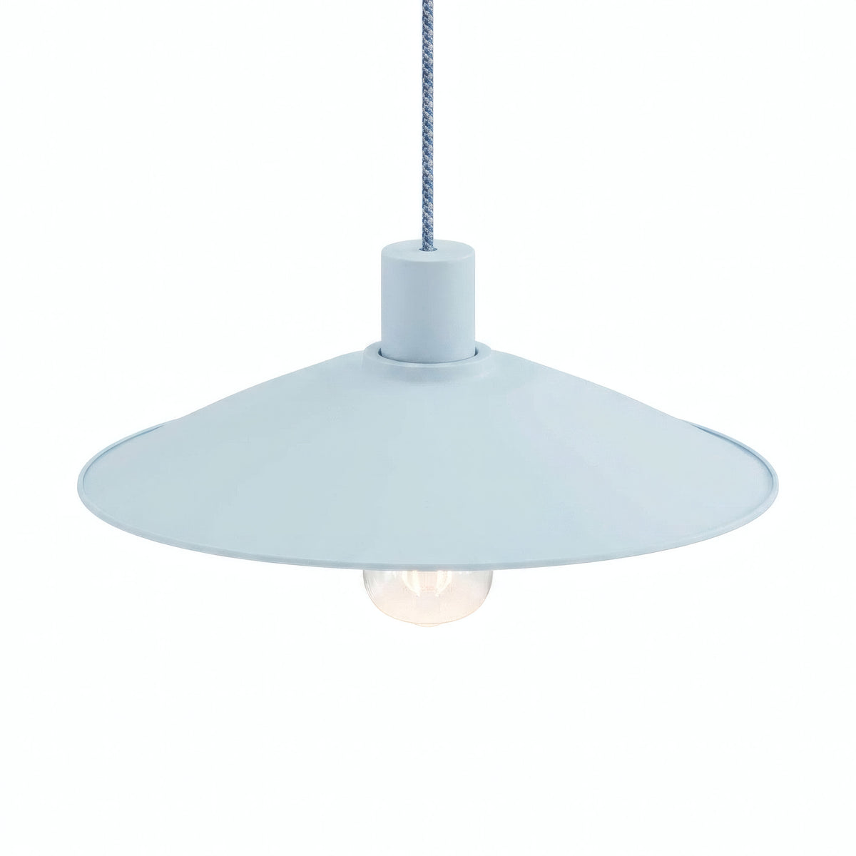 Flacher emaillierter Lampenschirm Ø 30 cm für E27-Fassung — Himmelblau