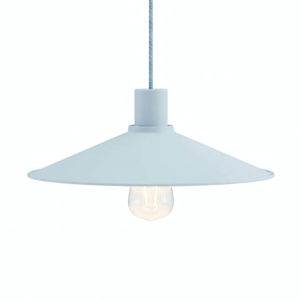 Flacher emaillierter Lampenschirm Ø 30 cm für E27-Fassung — Himmelblau