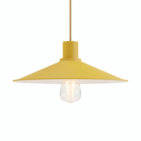 Flacher emaillierter Lampenschirm Ø 30 cm für E27-Fassung — Senfgelb