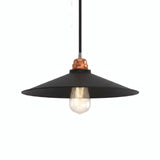 Flacher emaillierter Lampenschirm Ø 30 cm für E27-Fassung — Schwarz