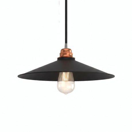Flacher emaillierter Lampenschirm Ø 30 cm für E27-Fassung — Schwarz