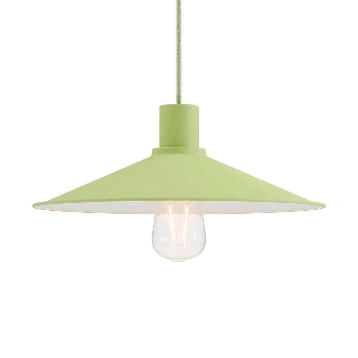 Flacher emaillierter Lampenschirm Ø 30 cm für E27-Fassung — Wiesengrün