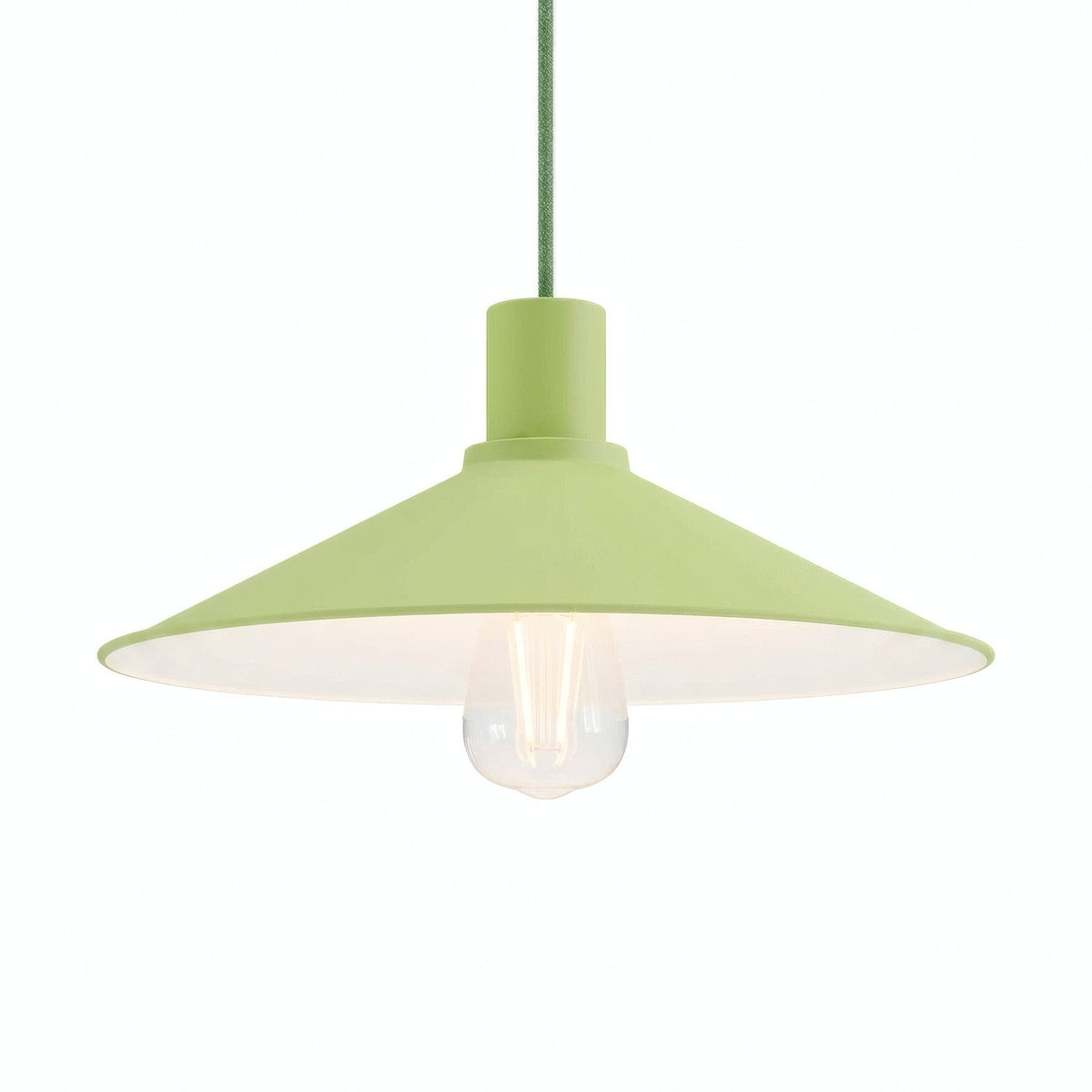 Flacher emaillierter Lampenschirm Ø 30 cm für E27-Fassung — Wiesengrün