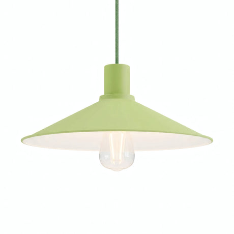 Flacher emaillierter Lampenschirm Ø 30 cm für E27-Fassung — Wiesengrün