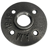 Gewindeflansch 4 Löcher 20x27mm schwarzer Gusseisen — Vorderansicht