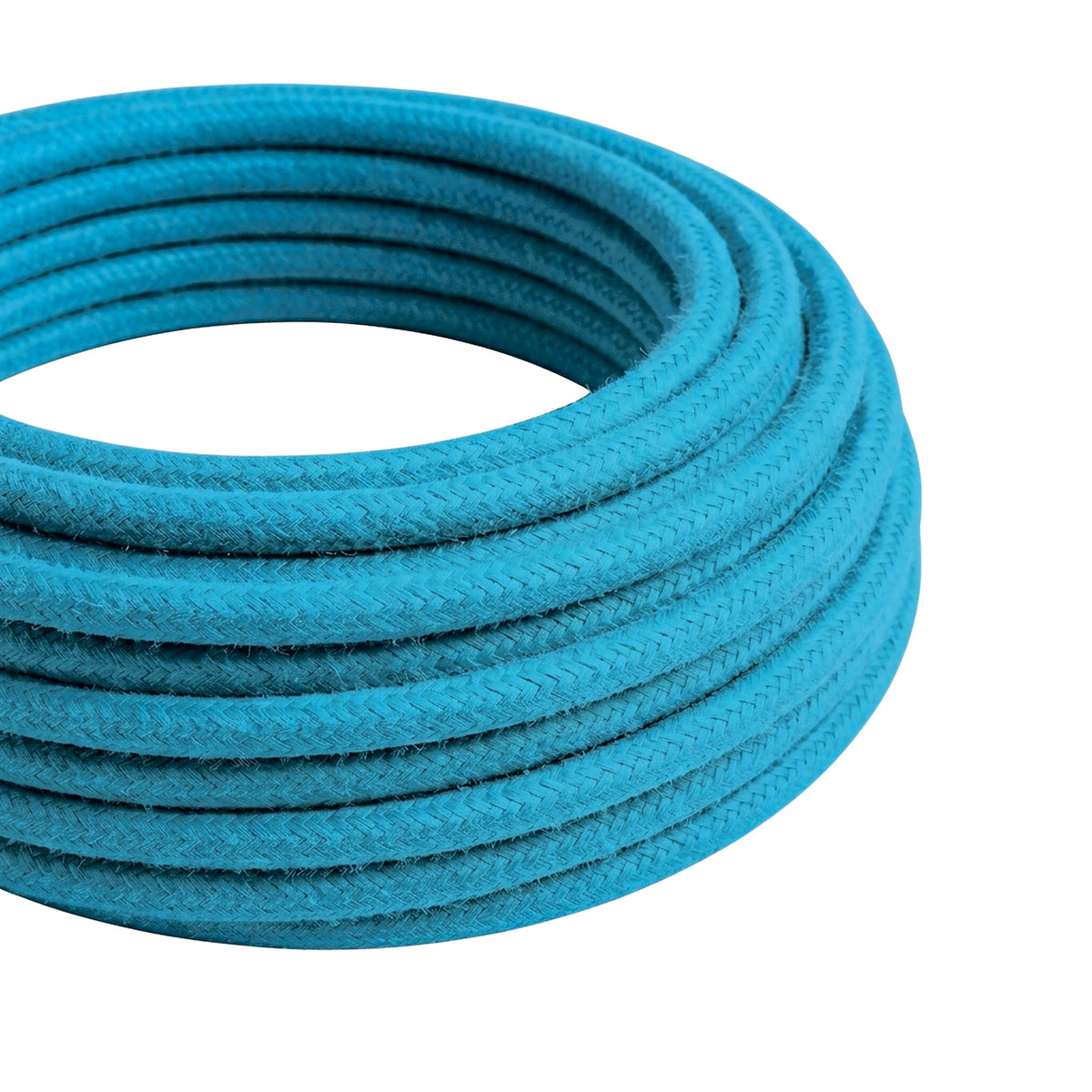 Rundes Textilkabel mit Seideneffekt – Cyanblau