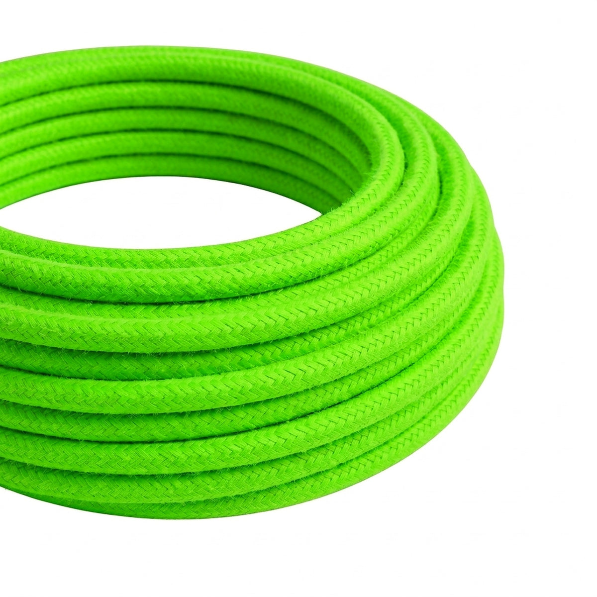 Rundes Neon-Textilkabel mit Seideneffekt – Grün