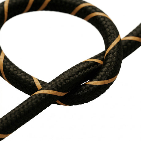 Gestreiftes Textilkabel mit Seideneffekt – Schwarz & Gold