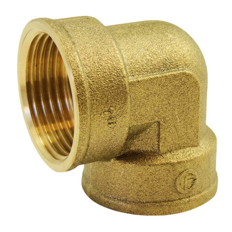 Winkel 90° Innengewinde-Innengewinde aus CW617N Messing BSP - isometrische Ansicht