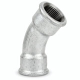 Coude grand rayon 45° F/F fonte galvanisée - photo produit fond blanc 5