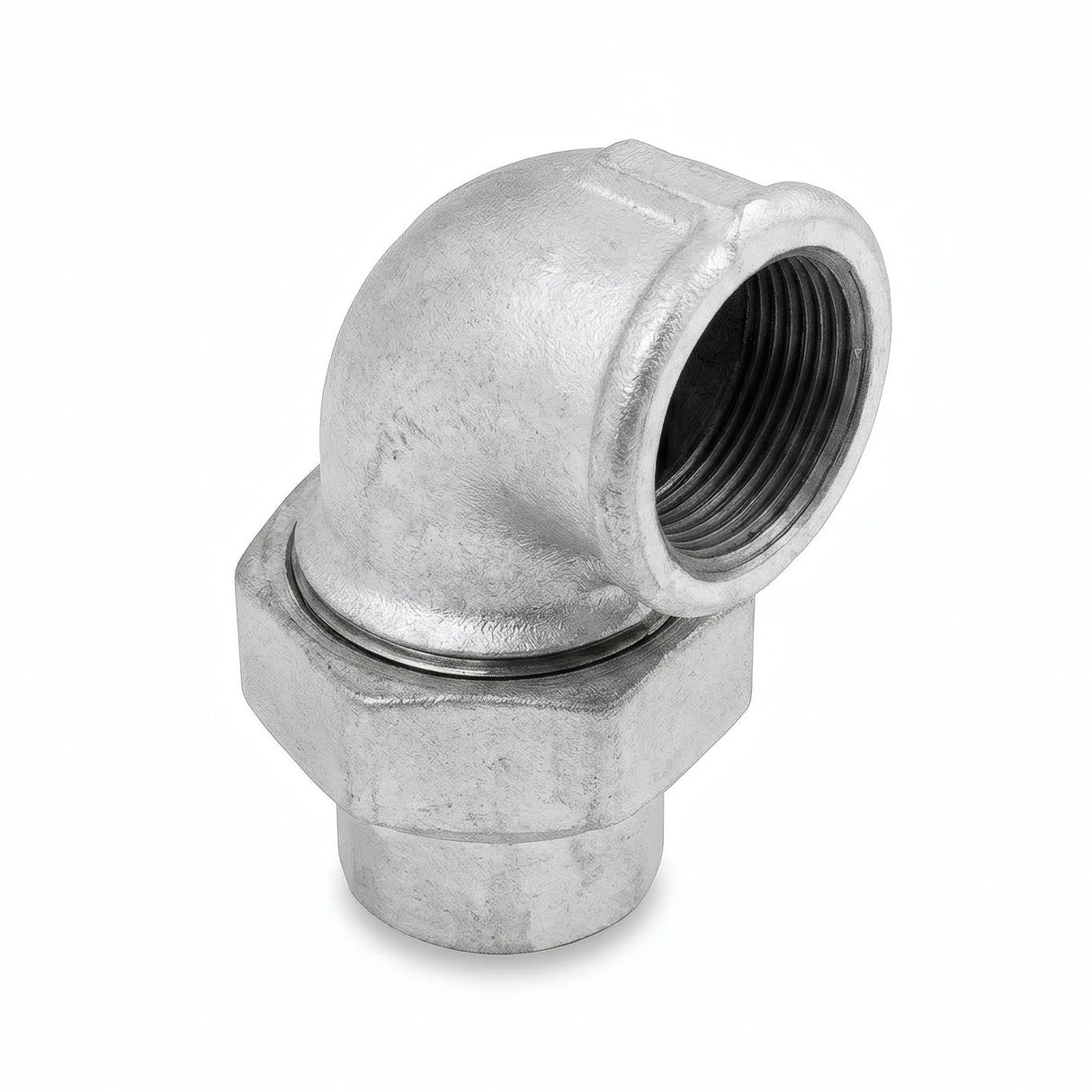 Coude union 90° F/F fonte galvanisée - photo produit fond blanc 1