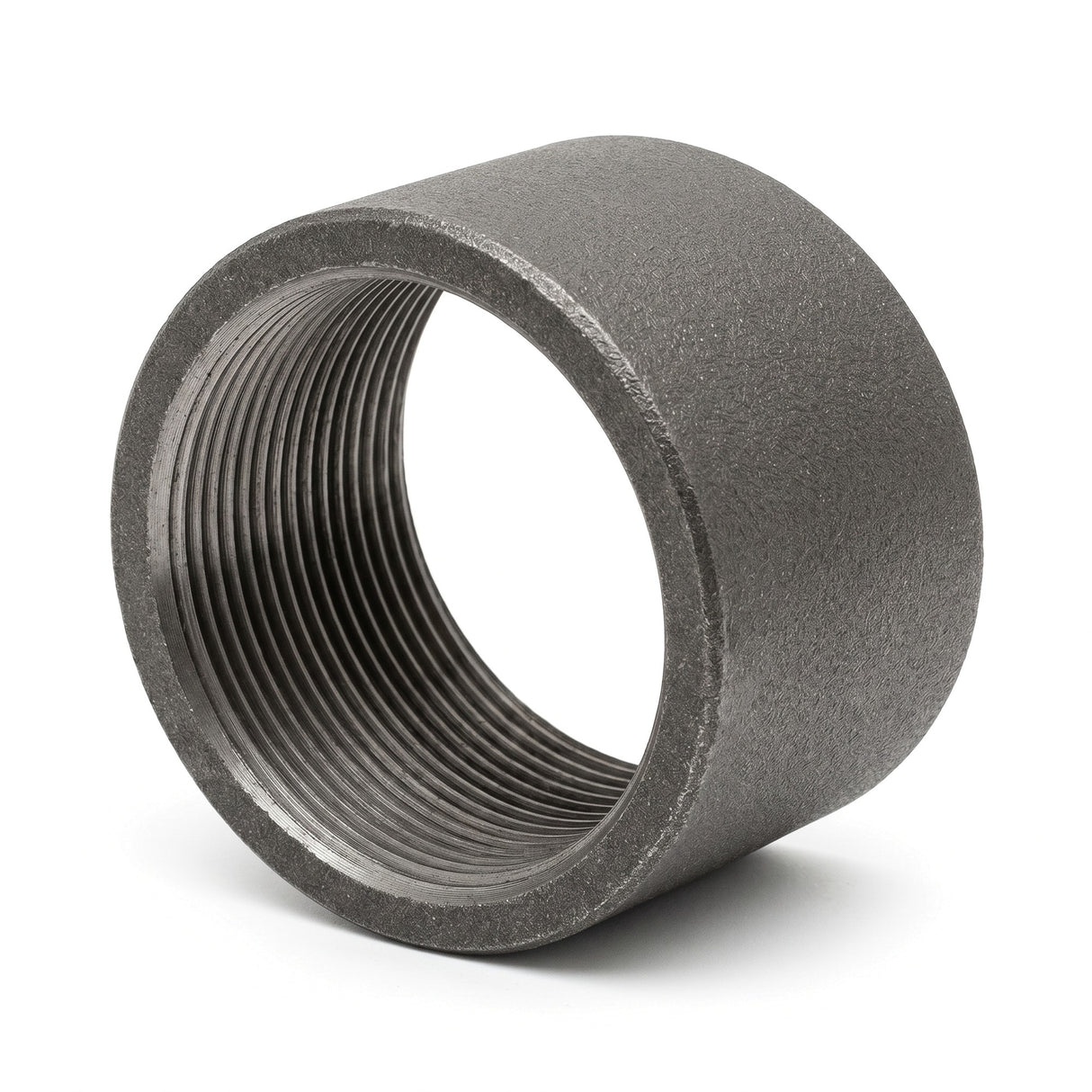 Bague acier noir – demi-manchon fileté série standard en vue trois quarts
