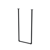 Portant à vêtements suspendu au plafond en tubes d'acier peints noir mat Ø 27 mm — largeur 46 cm, hauteur sous plafond 102 cm, vue de trois quarts sur fond blanc